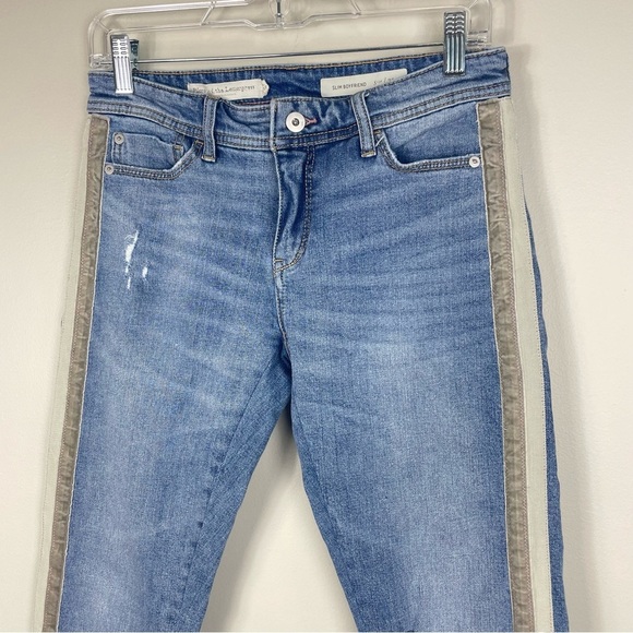 Pilcro and the Letterpress Slim Boyfriend Jeans Womens 25 Side Stripe Distressed - Picture 3 of 7